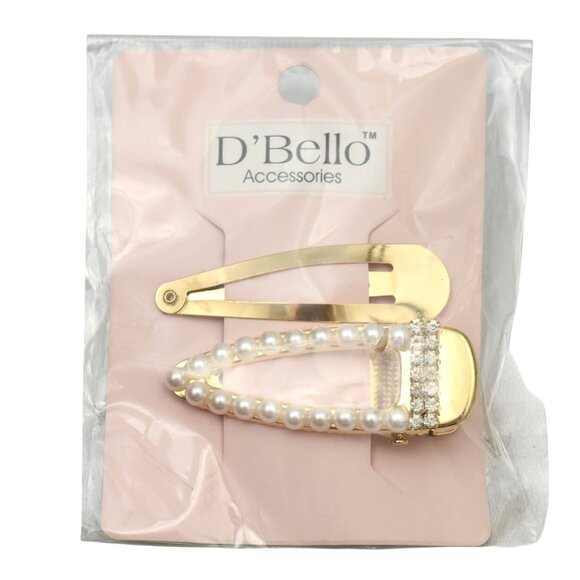 DBello Gold and Pearl Hair Clips Set - Picture 1 of 2